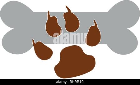 Paw and bone, dogs logo Stock Vector