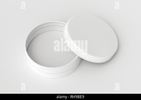 Blank open white beauty cosmetic container or cream jar on white background. With clipping path around container Stock Photo