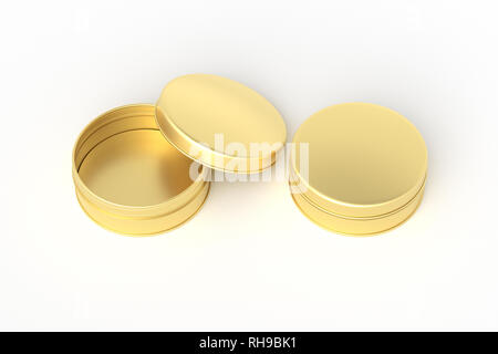 Download Blank Open And Closed Golden Beauty Cosmetic Containers Or Cream Jars On Wooden Background With Clipping Path Around Container 3d Illustration Stock Photo Alamy PSD Mockup Templates