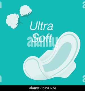 Vector illustration of female days, menstruation, pads. On a blue background Stock Vector