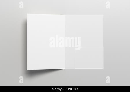 Blank white pocket reinforced folder (right pocket file tab folder) on white background Stock Photo