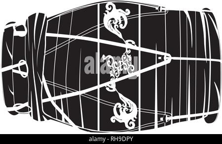 Vector black and white illustration of indian hand drum dholak isolated on white background. Stock Vector