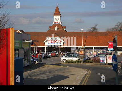 entrance to tesco store in burgess hill west sussex england Stock Photo