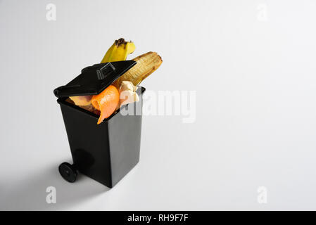 Trash bin with organic waste. Garbage sorting, recycle and zero waste concept Stock Photo
