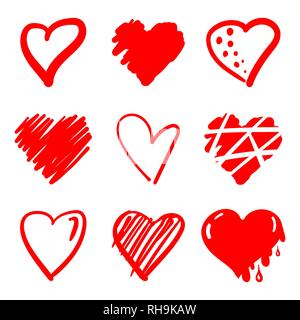 Hand drawn hearts. Design elements for Valentine s day. Stock Vector