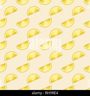 Seamless summer pattern with slices and whole lemons. Vector illustration. 10 eps Stock Vector
