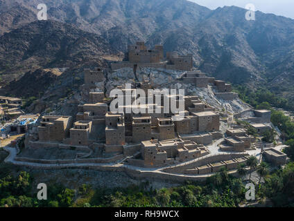 Dhee Ayn marble village aerial view, Al-Bahah region, Al Mukhwah, Saudi Arabia Stock Photo