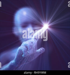 Concept image of a humanoid, artificial life with artificial intelligence and a human appearance. Stock Photo