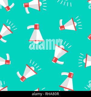 Megaphone speaker icon seamless pattern background. Bullhorn audio announcement vector illustration. Megaphone broadcasting symbol pattern. Stock Vector
