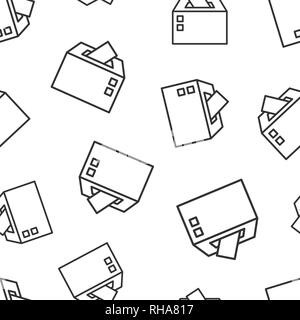 Election voter box icon seamless pattern background. Ballot suggestion vector illustration. Election vote symbol pattern. Stock Vector
