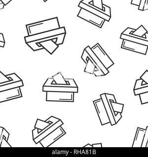 Election voter box icon seamless pattern background. Ballot suggestion vector illustration. Election vote symbol pattern. Stock Vector