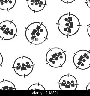 Target audience icon seamless pattern background. Focus on people vector illustration. Human resources symbol pattern. Stock Vector