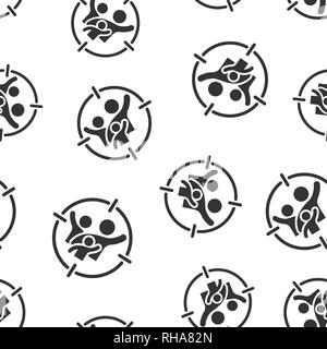 Target audience icon seamless pattern background. Focus on people vector illustration. Human resources symbol pattern. Stock Vector