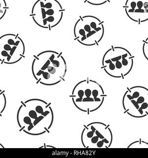 Target audience icon seamless pattern background. Focus on people vector illustration. Human resources symbol pattern. Stock Vector