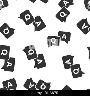 Question and answer icon seamless pattern background. Discussion speech bubble vector illustration. Chat symbol pattern. Stock Vector