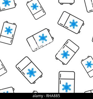 Fridge refrigerator icon seamless pattern background. Freezer container vector illustration. Fridge symbol pattern. Stock Vector