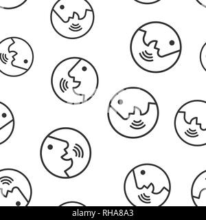 Voice command with sound waves icon seamless pattern background. Speak control vector illustration. Speaker people symbol pattern. Stock Vector