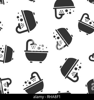 Bath shower icon seamless pattern background. Bathroom hygiene vector illustration. Bath spa symbol pattern. Stock Vector