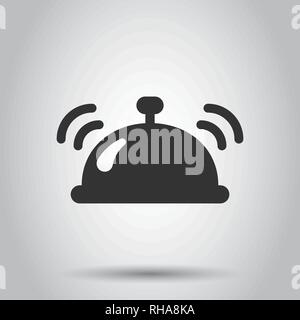 Bell vector icon in flat style. Alarm bell illustration on white background. Handbell sign concept. Stock Vector
