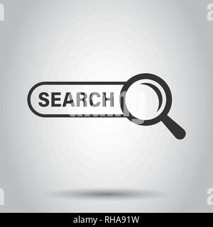 Search bar vector ui element icon in flat style. Search website form illustration field. Find search business concept. Stock Vector