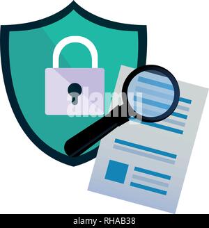 shield protection patent analysis digital copyright vector illustration Stock Vector