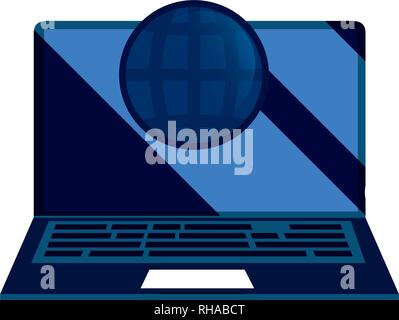 world laptop device digital copyright vector illustration Stock Vector