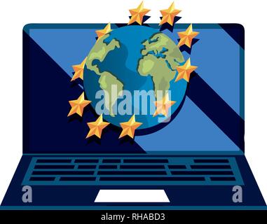 world laptop device digital copyright vector illustration Stock Vector
