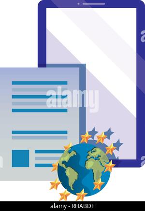 world mobile digital patent copyright vector illustration Stock Vector
