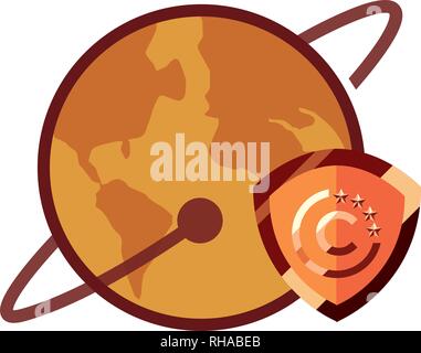 world shield protrection digital copyright vector illustration Stock Vector