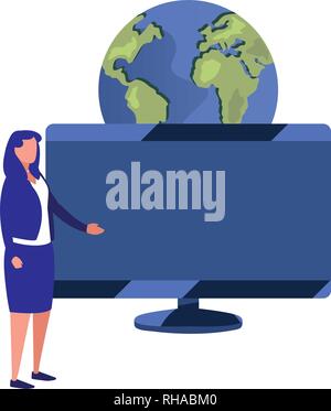 woman world computer digital copyright vector illustration Stock Vector