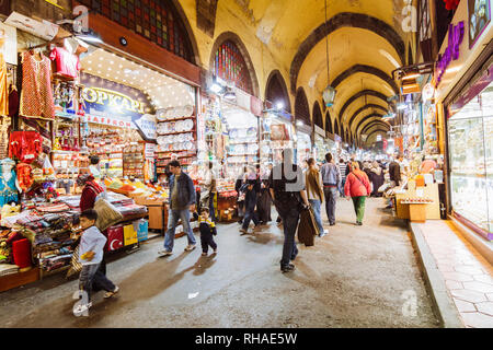 Istanbul, Turkey : People stroll through the Spice Bazaar also known as the Egyptian Bazaar in the Eminönü quarter of the Fatih district. Built in 166 Stock Photo