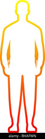 Man standing silhouette - yellow orange red gradient outline, isolated - vector illustration Stock Vector