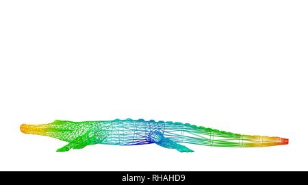 3d rendering of an outlined colorful rainbow animal on white Stock Photo