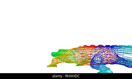 3d rendering of an outlined colorful rainbow animal on white Stock Photo