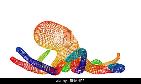 3d rendering of an outlined colorful rainbow animal on white Stock Photo