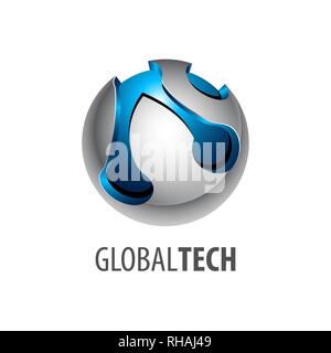 Digital sphere global link technology world logo concept design. 3D ...