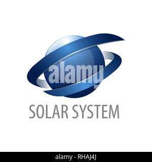 Solar system. Sphere motion logo concept design. 3D three dimensional style. Symbol graphic template element vector Stock Vector