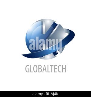 Global Technology. Initial letter K logo concept design. 3D sphere three dimensional style. Symbol graphic template element vector Stock Vector