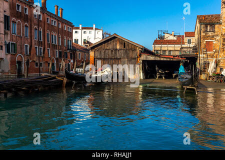 Boat repair yard in Venice Italy Stock Photo