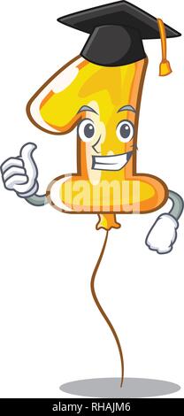 Graduation number one balloon isolated in mascot Stock Vector