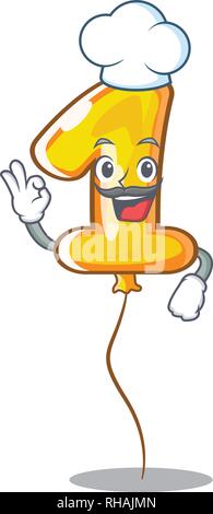 Chef number one balloon isolated in mascot Stock Vector