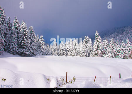 winter view of Koziakas mountain, Greece Stock Photo