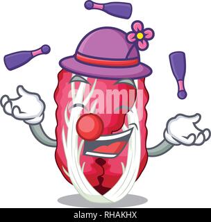 Juggling Vegetable radicchio isolated with the cartoons Stock Vector