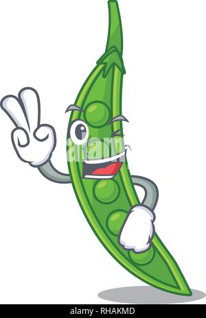 Two finger snow pea in a cartoon bowl Stock Vector