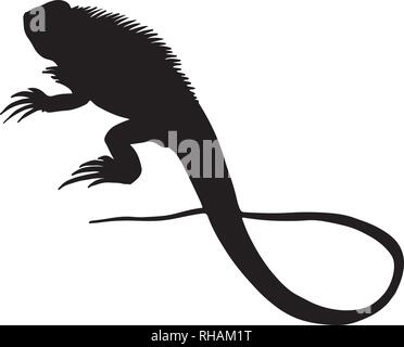 Black Iguana Lizard Silhouette Vector Illustration Stock Vector