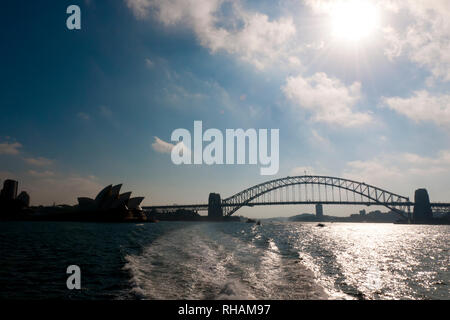 Silhouette of Sydney Harbor Bridge - Australia Stock Photo
