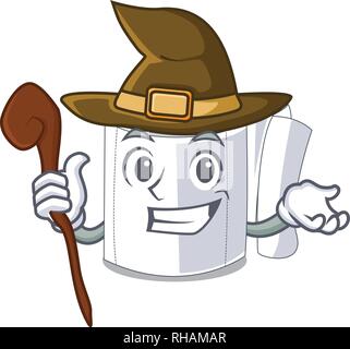 Witch toilet paper in shape of mascot Stock Vector