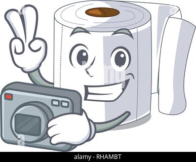 Photographer toilet paper in shape of mascot Stock Vector