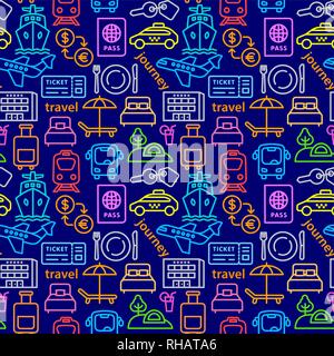 travel colorful seamles pattern of resort, cruise and transport Stock Vector