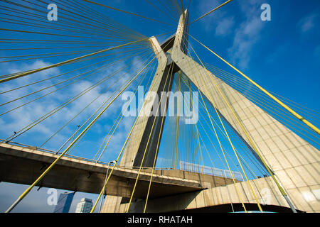 Cable-stayed bridge in the world. Sao Paulo Brazil, South America, the city's symbol. Stock Photo